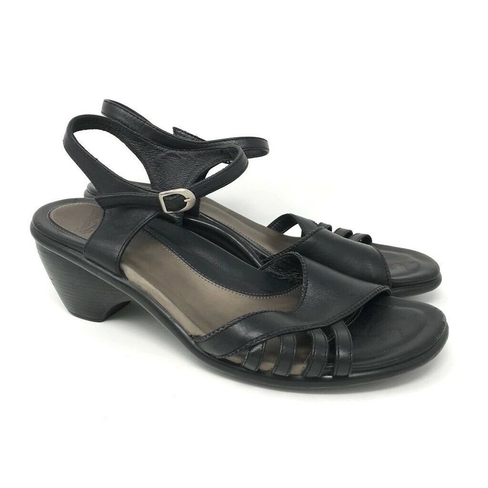 Dansko Ankle Strap Sandals Black Block Heels 11